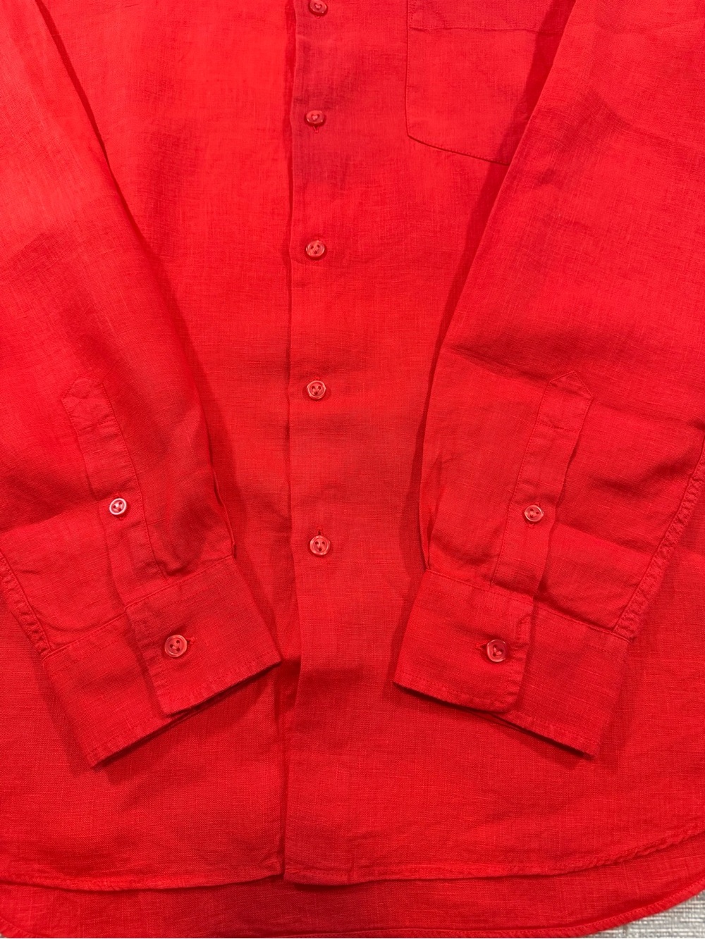 Vilebrequin Caroubis 100% Linen Long Sleeve Shirt L Coquelicot Poppy Red - Picture 12 of 12